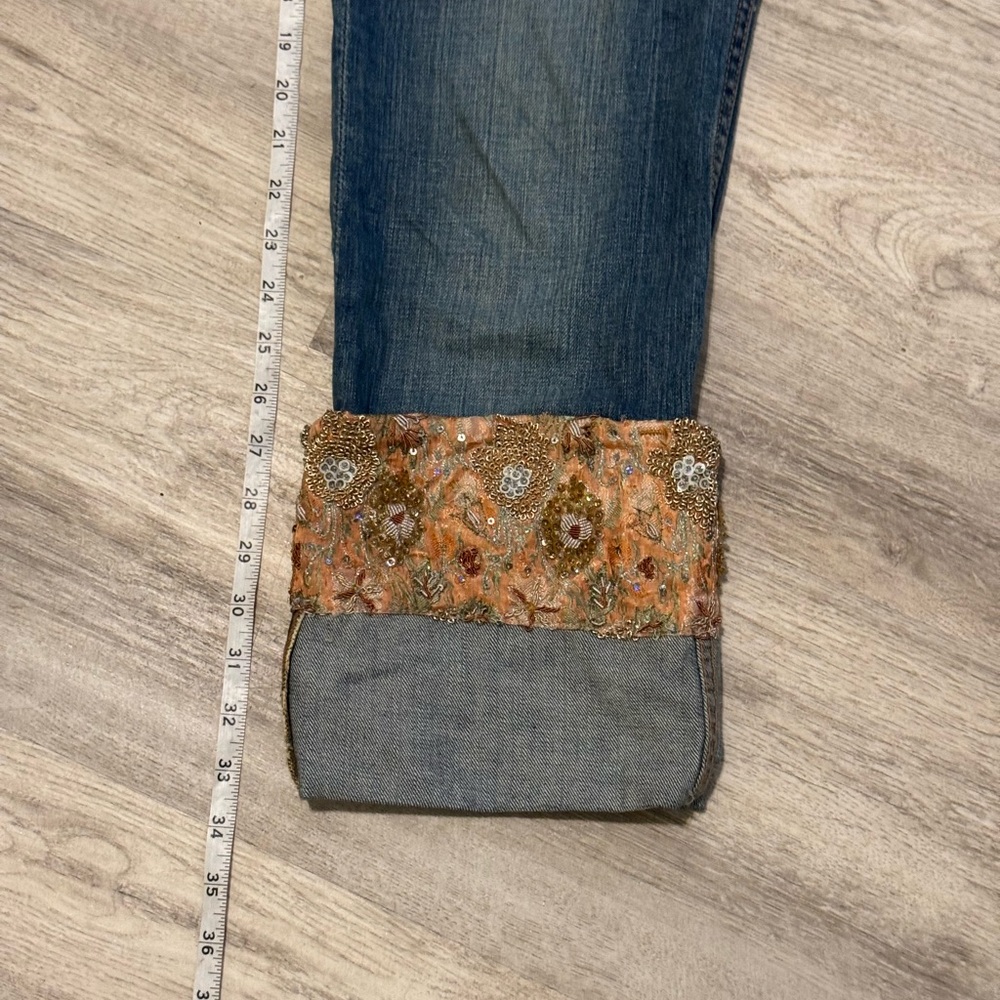 NEW ALLEN B (Schwartz) Embellished Cropped Boho Chic Jeans Size 29 RETAILS $695 - Picture 5 of 12